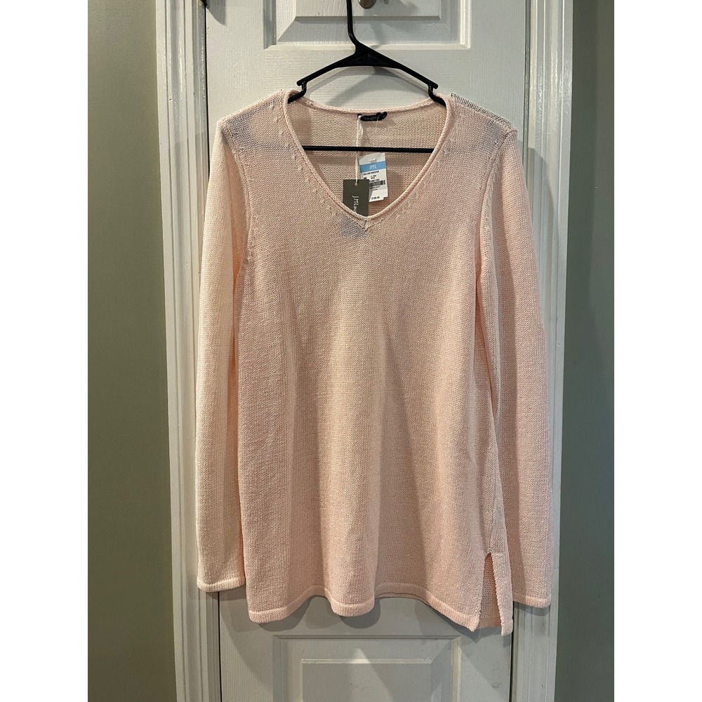 J.McLaughlin Callum Sweater Womens Medium Light Pink V-Neck Havana Yarn NWT b1